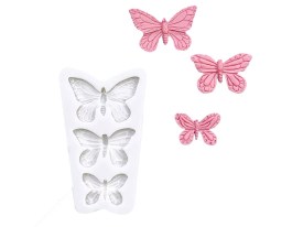 Molde silicona 3 mariposas alas labradas 